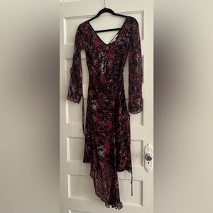 Diane Von Furstenberg Black and Red Long Sleeve Dress (knee length)